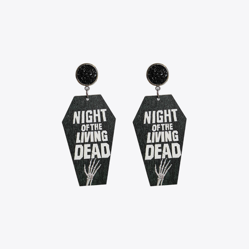 Coffin Shape Wooden Dangle Earrings BLUE ZONE PLANET