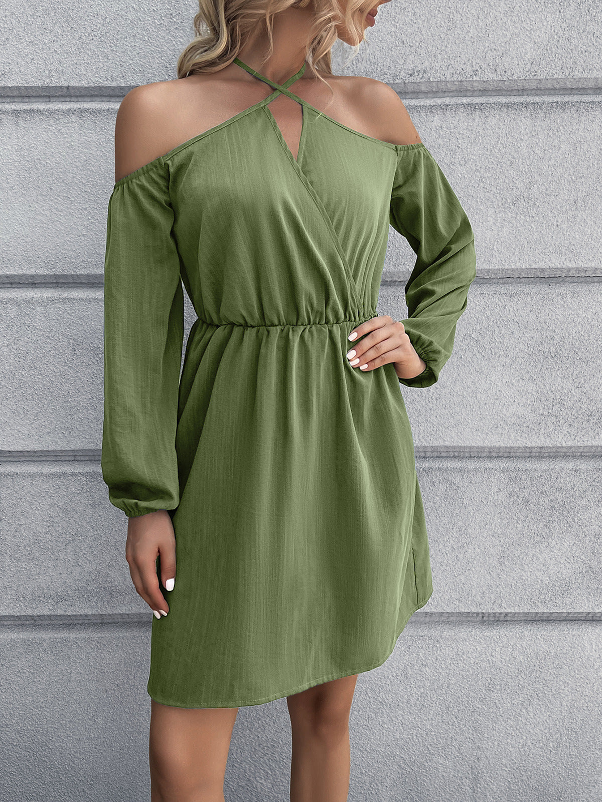 Olive cold shoulder dress best sale