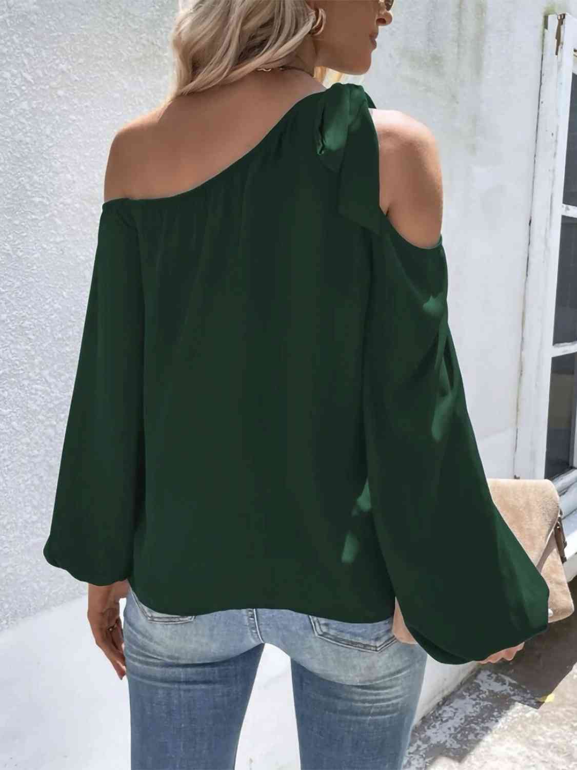 Cold-Shoulder Long Sleeve Blouse BLUE ZONE PLANET