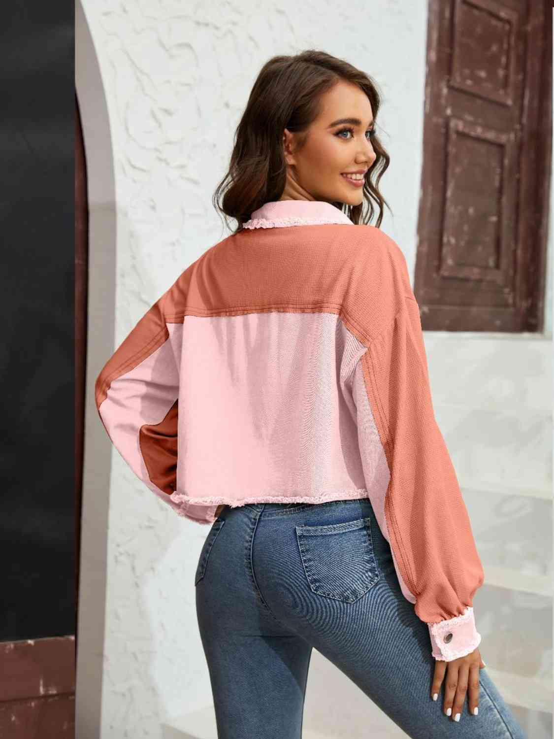 Color block hotsell crop jacket