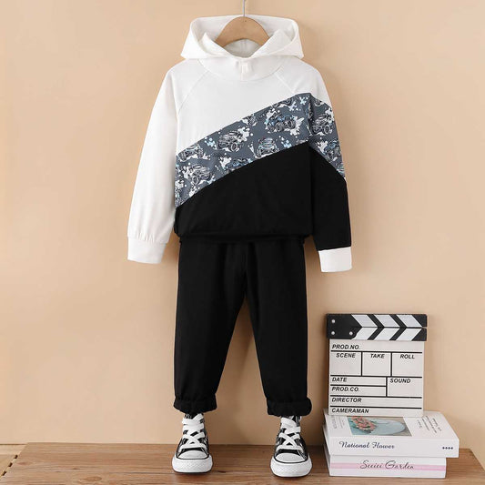 Color Block Hoodie and Pants Set-TODDLERS-[Adult]-[Female]-Black-3T-2022 Online Blue Zone Planet