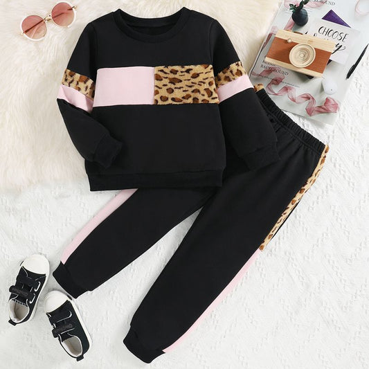 Color Block Round Neck Long Sleeve Top and Long Pants Set BLUE ZONE PLANET