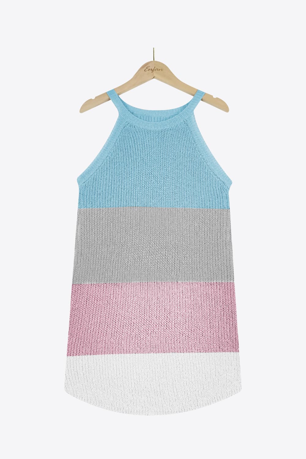 Color Block Round Neck Sleeveless Knit Top BLUE ZONE PLANET