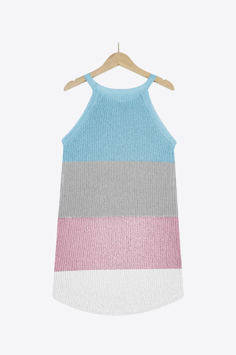 Color Block Round Neck Sleeveless Knit Top BLUE ZONE PLANET