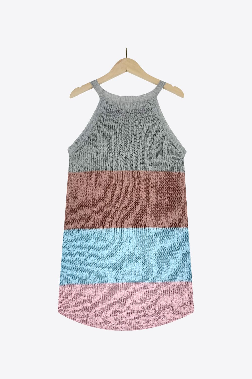 Color Block Round Neck Sleeveless Knit Top BLUE ZONE PLANET