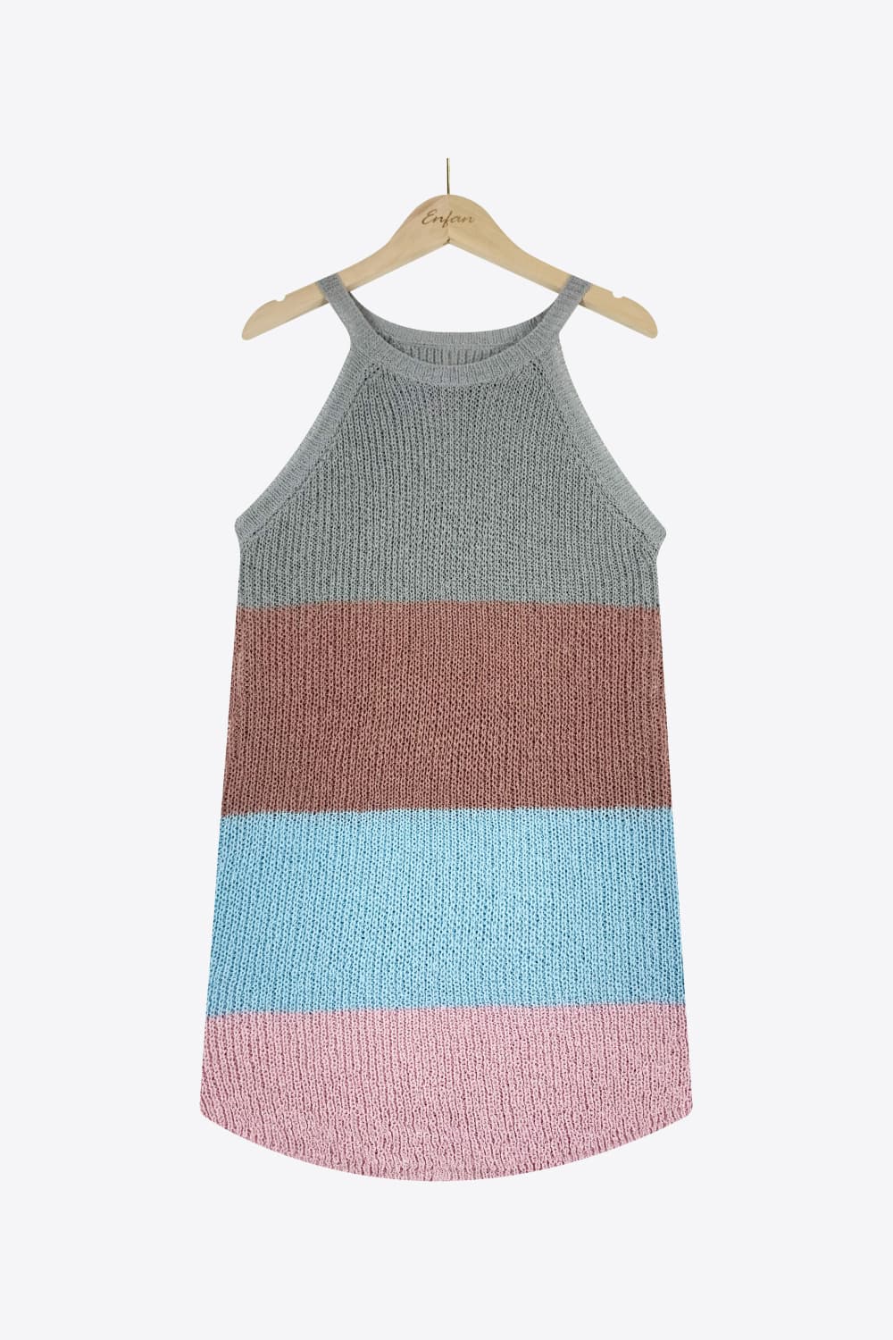 Color Block Round Neck Sleeveless Knit Top BLUE ZONE PLANET