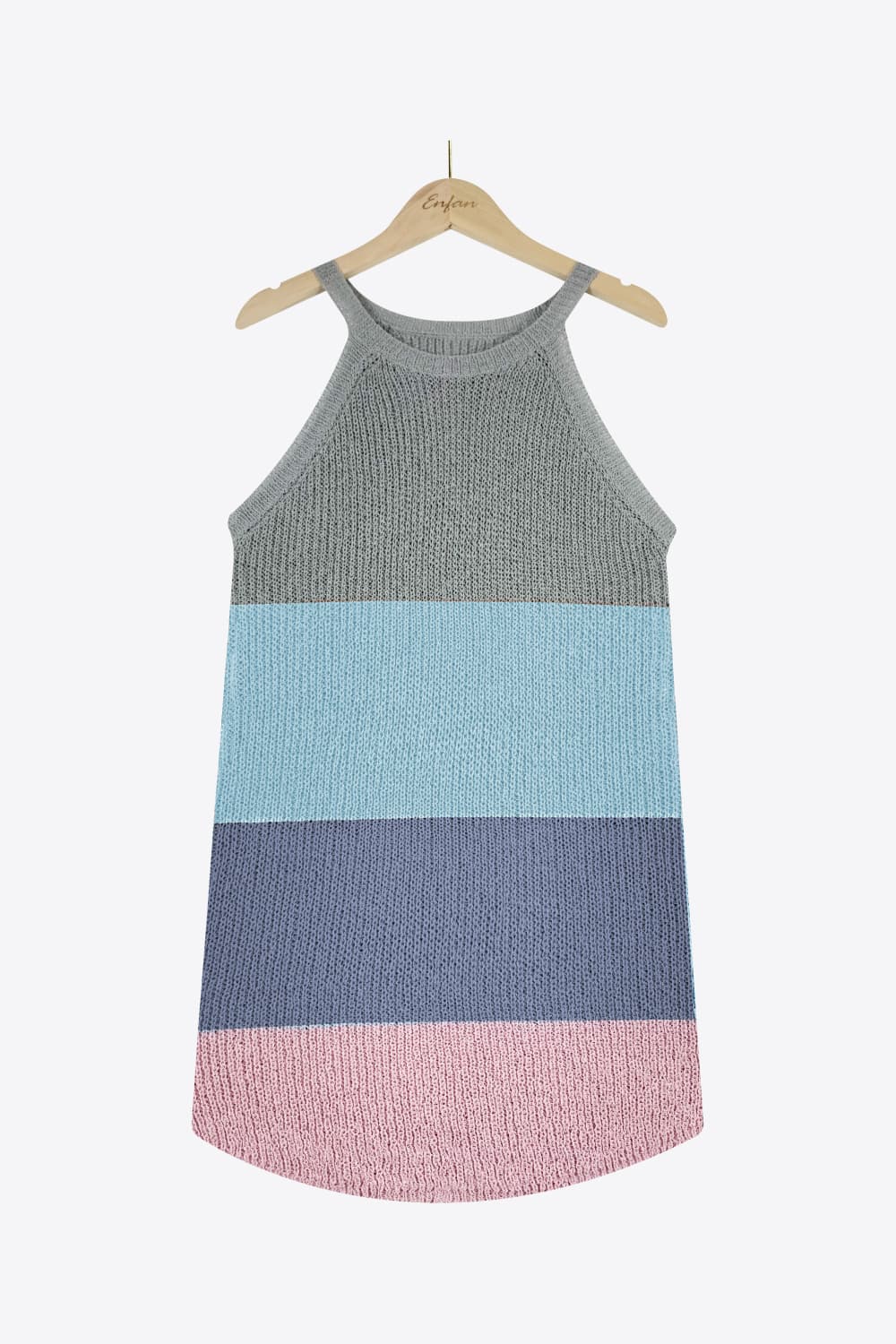 Color Block Round Neck Sleeveless Knit Top BLUE ZONE PLANET