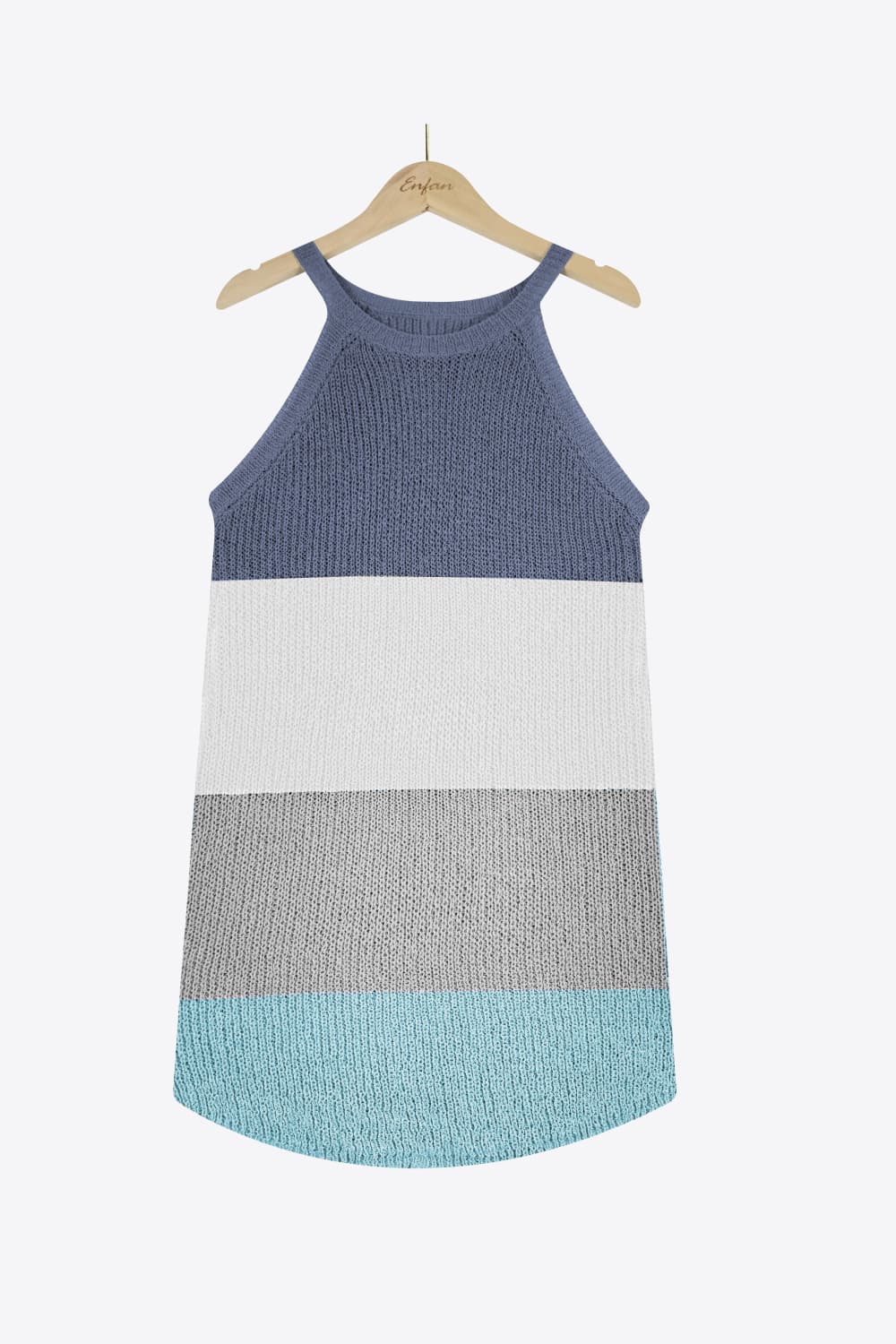 Color Block Round Neck Sleeveless Knit Top BLUE ZONE PLANET