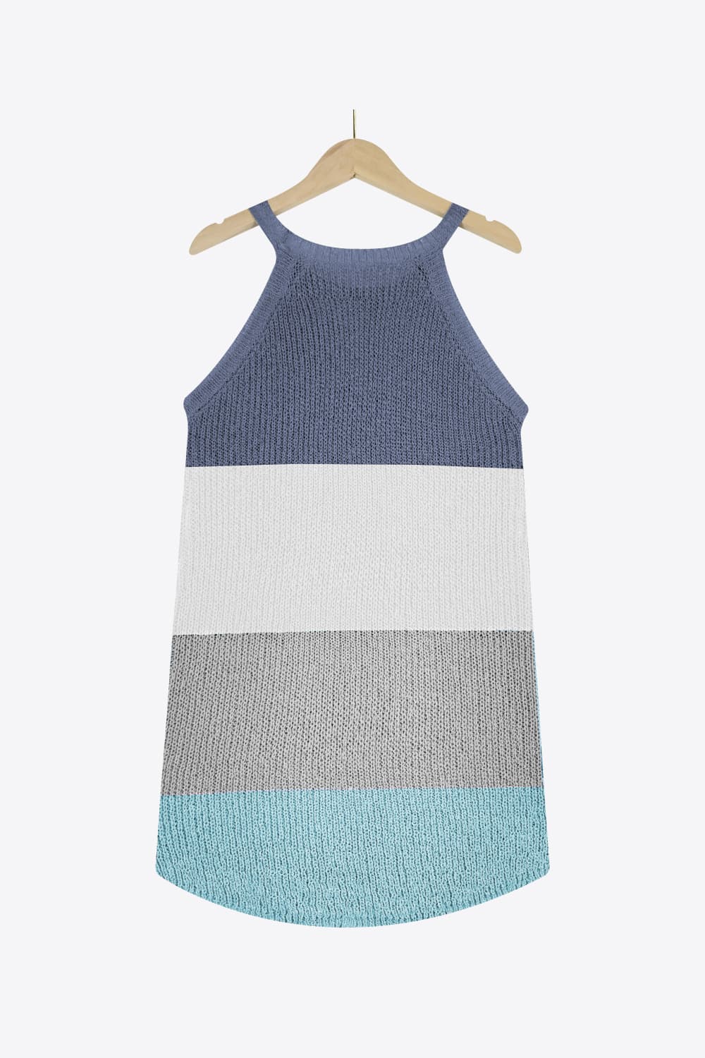 Color Block Round Neck Sleeveless Knit Top BLUE ZONE PLANET