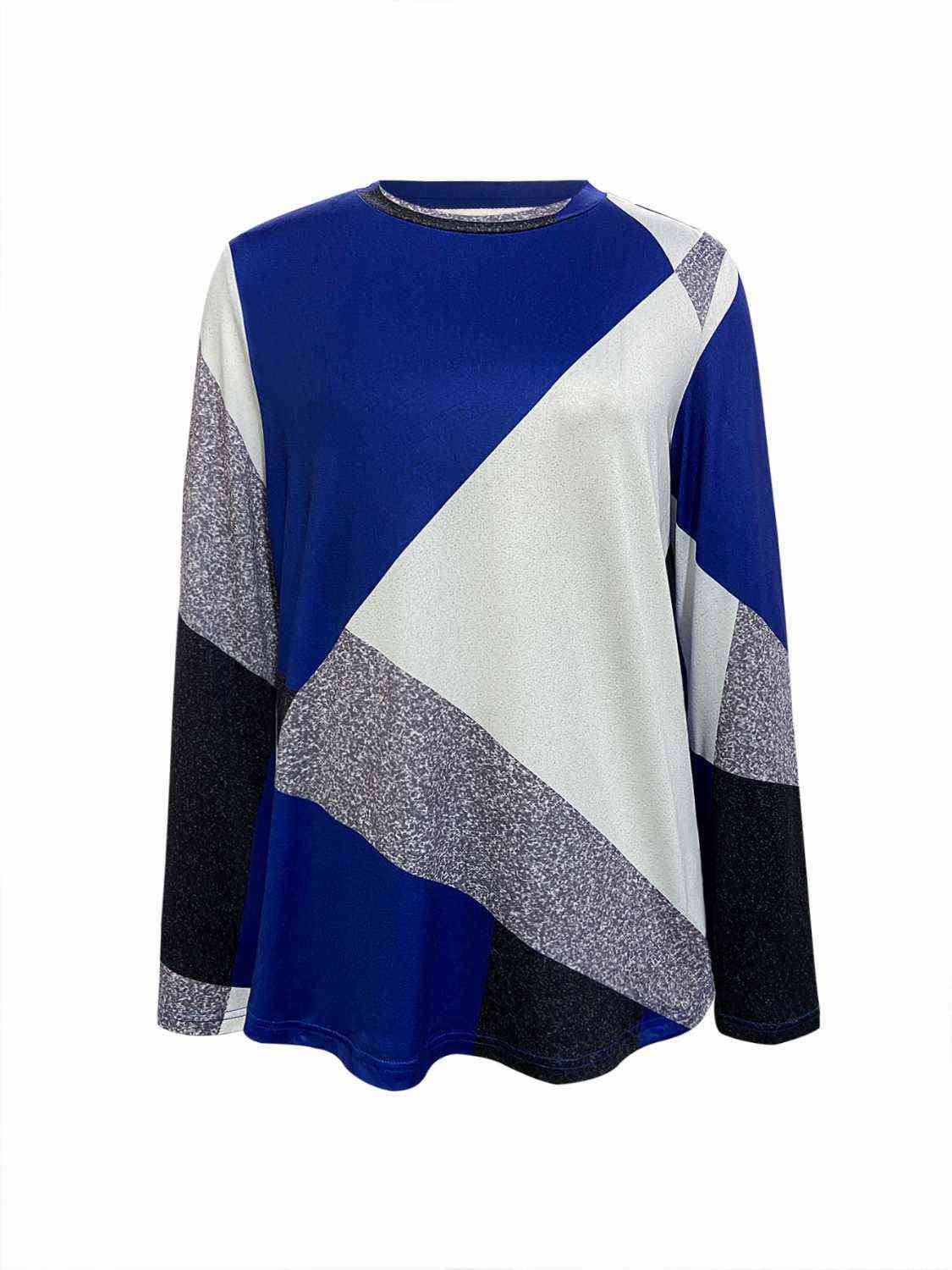 Color Block Round Neck T-Shirt BLUE ZONE PLANET