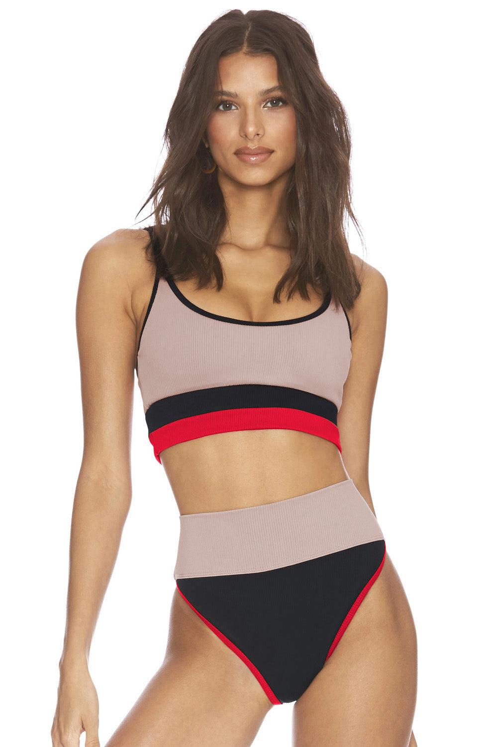 Color Block Spaghetti Strap Two-Piece Swim Set BLUE ZONE PLANET