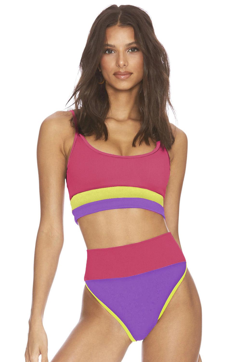 Color Block Spaghetti Strap Two-Piece Swim Set BLUE ZONE PLANET