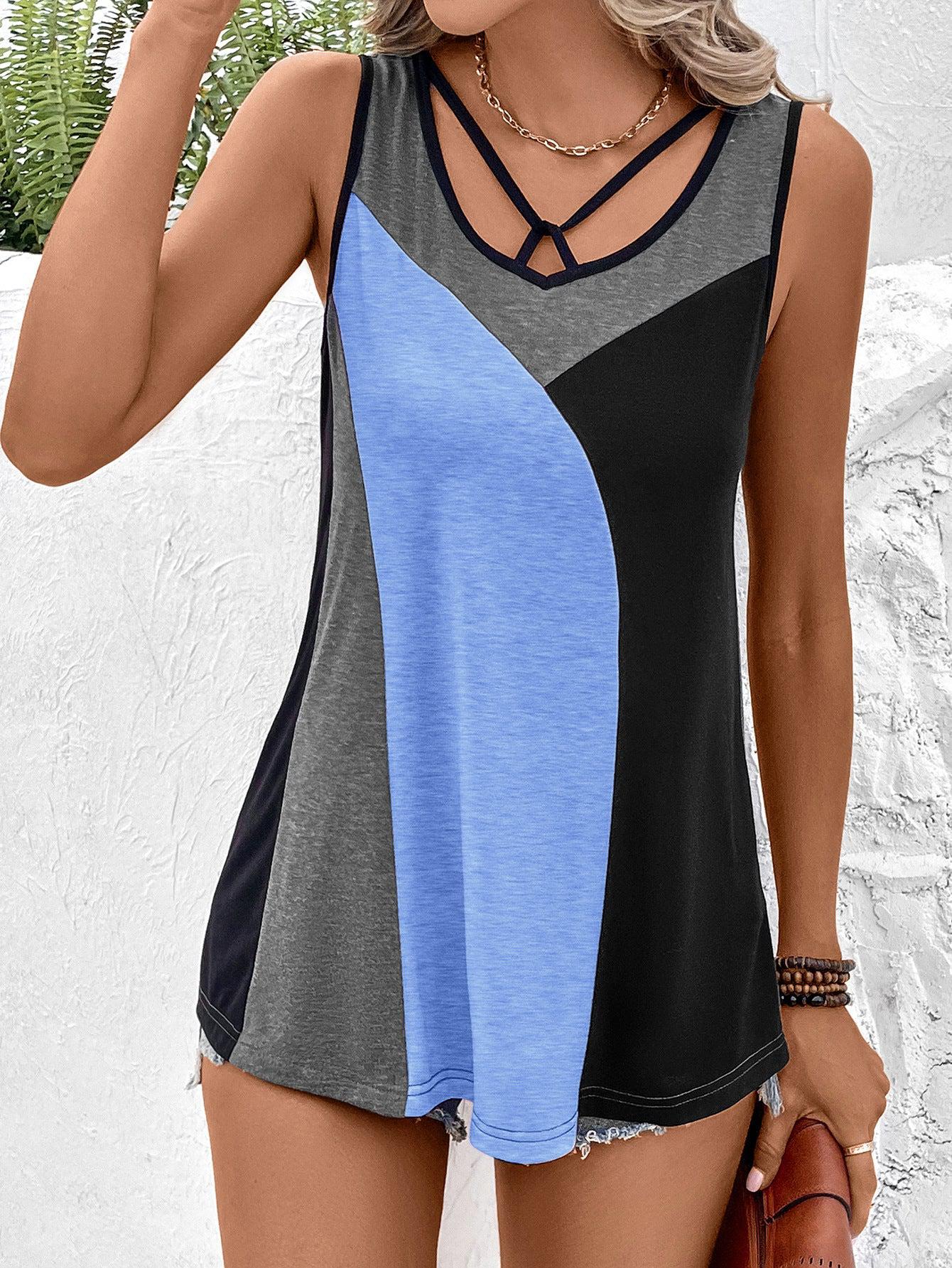 Color Block Tank Top BLUE ZONE PLANET