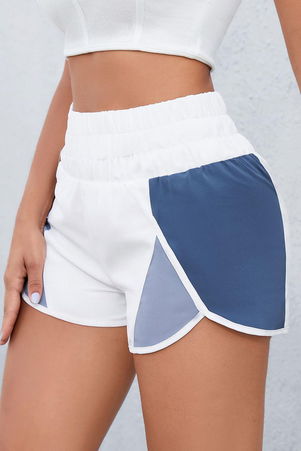 Color Block Wide Waistband Shorts BLUE ZONE PLANET