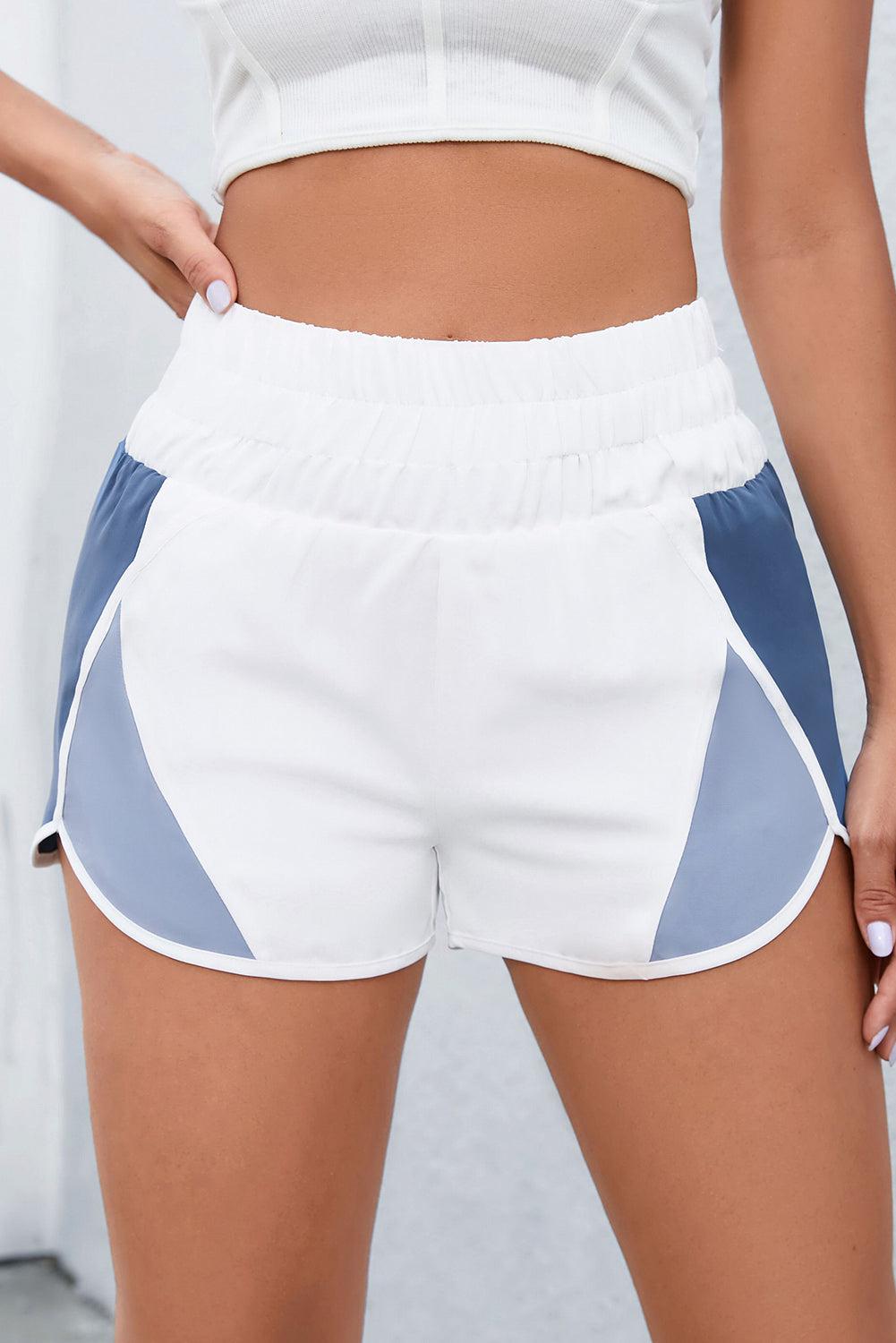 Color Block Wide Waistband Shorts BLUE ZONE PLANET