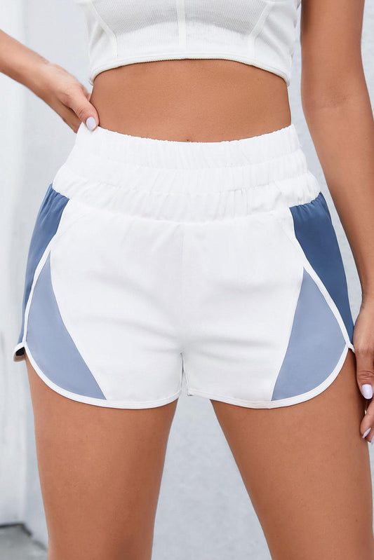 Color Block Wide Waistband Shorts BLUE ZONE PLANET