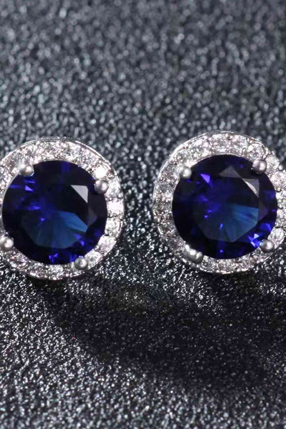Contrast 2 Carat Moissanite Platinum-Plated Stud Earrings BLUE ZONE PLANET