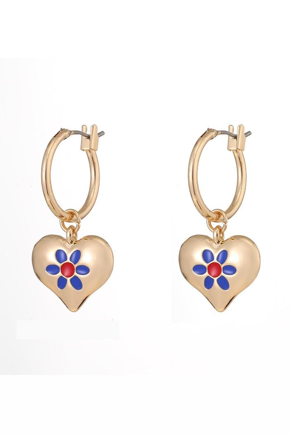 Contrast Copper Heart Drop Earrings BLUE ZONE PLANET