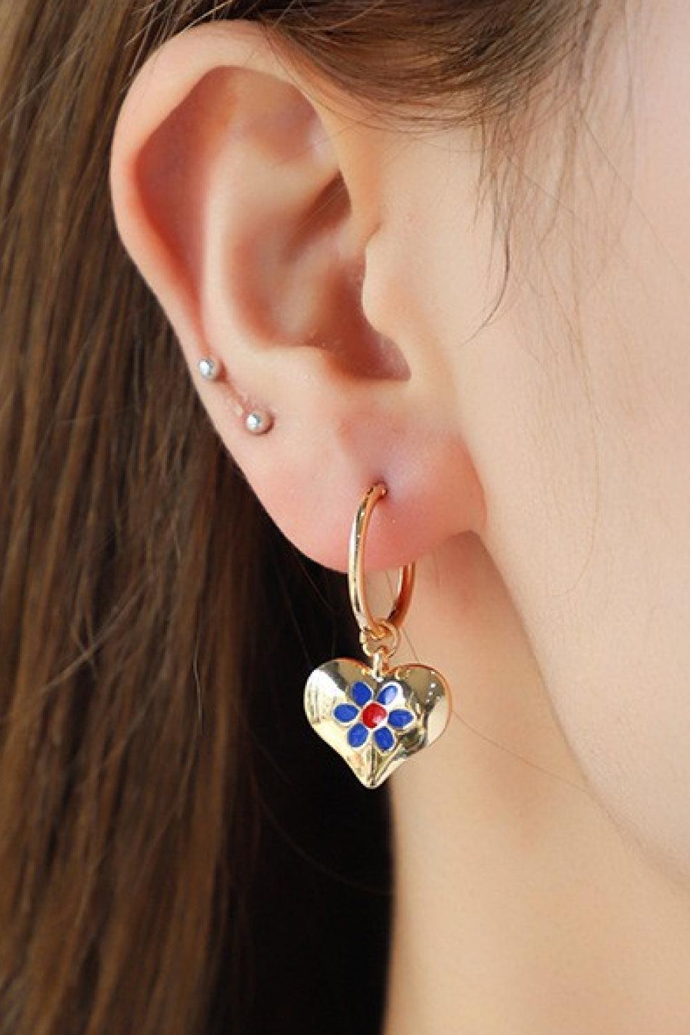 Contrast Copper Heart Drop Earrings BLUE ZONE PLANET