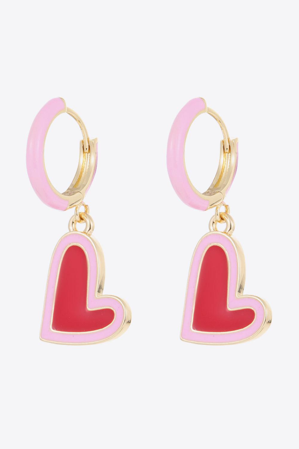 Contrast Heart-Shaped Drop Earrings BLUE ZONE PLANET