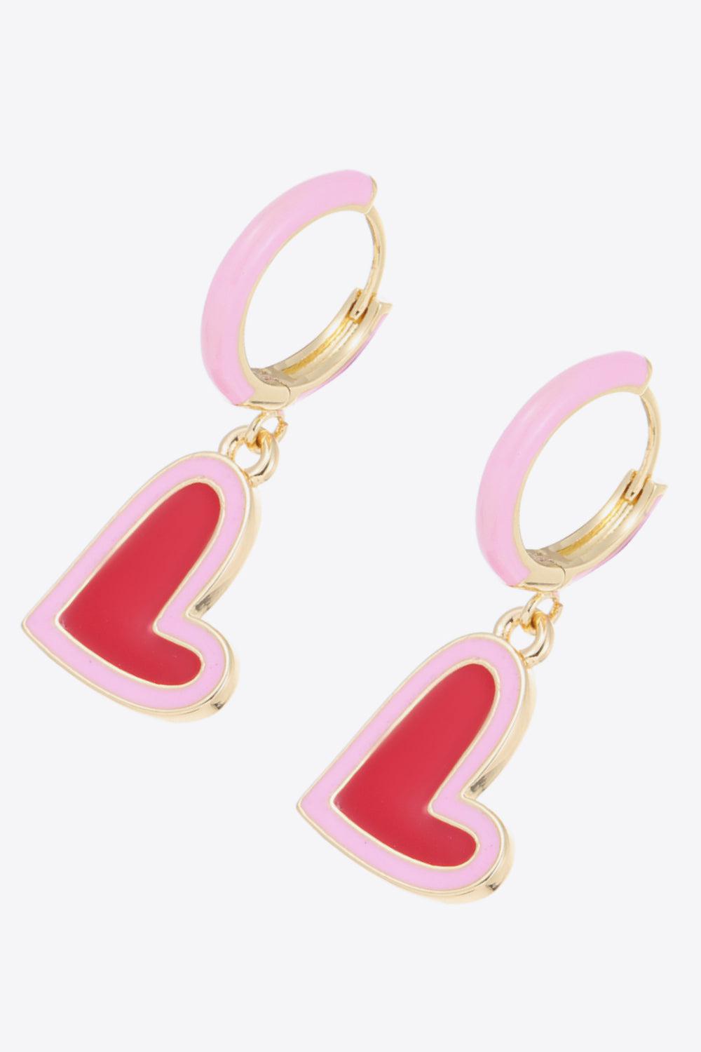 Contrast Heart-Shaped Drop Earrings BLUE ZONE PLANET