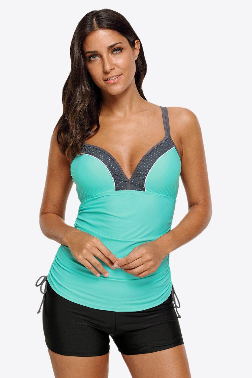 Contrast Sweetheart Neck Swim Cami BLUE ZONE PLANET