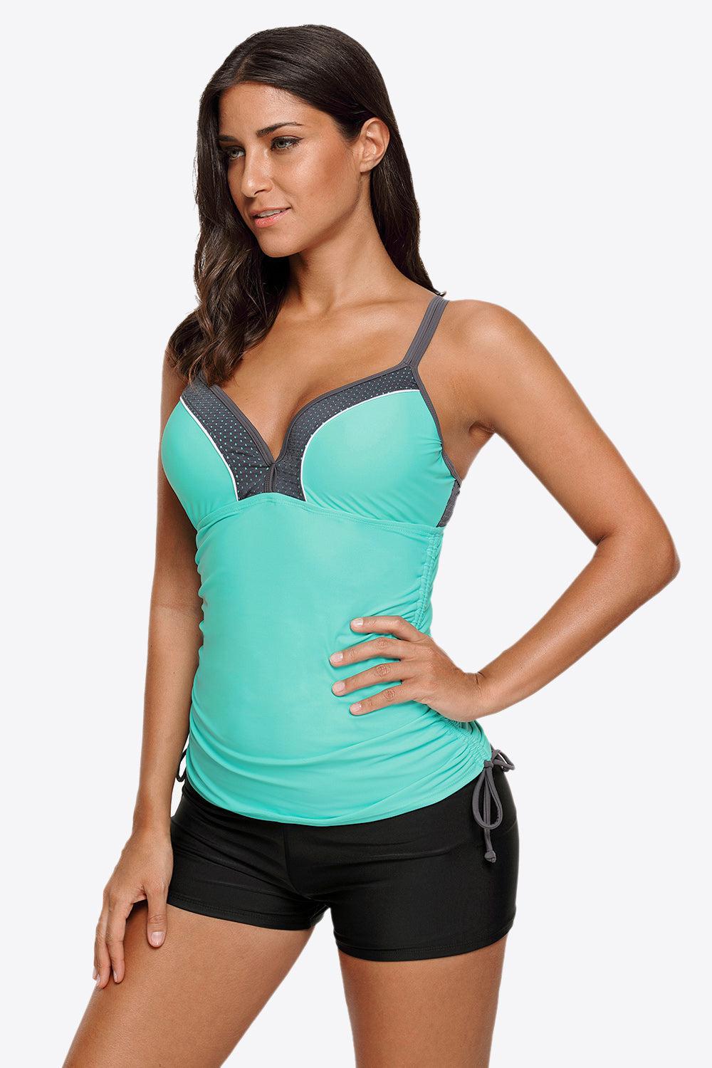 Contrast Sweetheart Neck Swim Cami BLUE ZONE PLANET