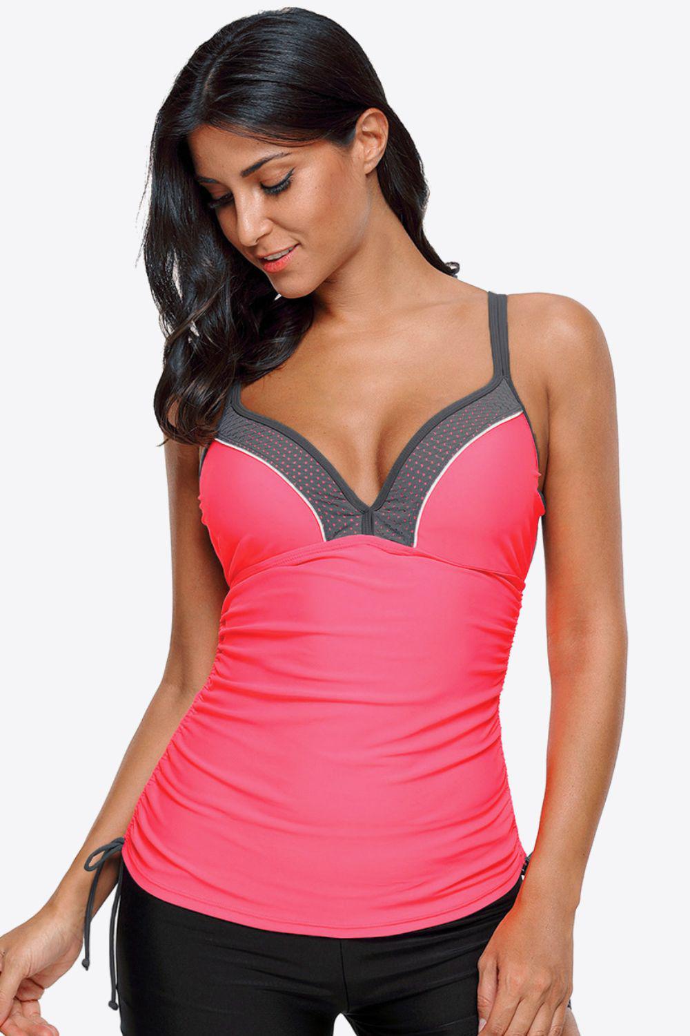 Contrast Sweetheart Neck Swim Cami BLUE ZONE PLANET