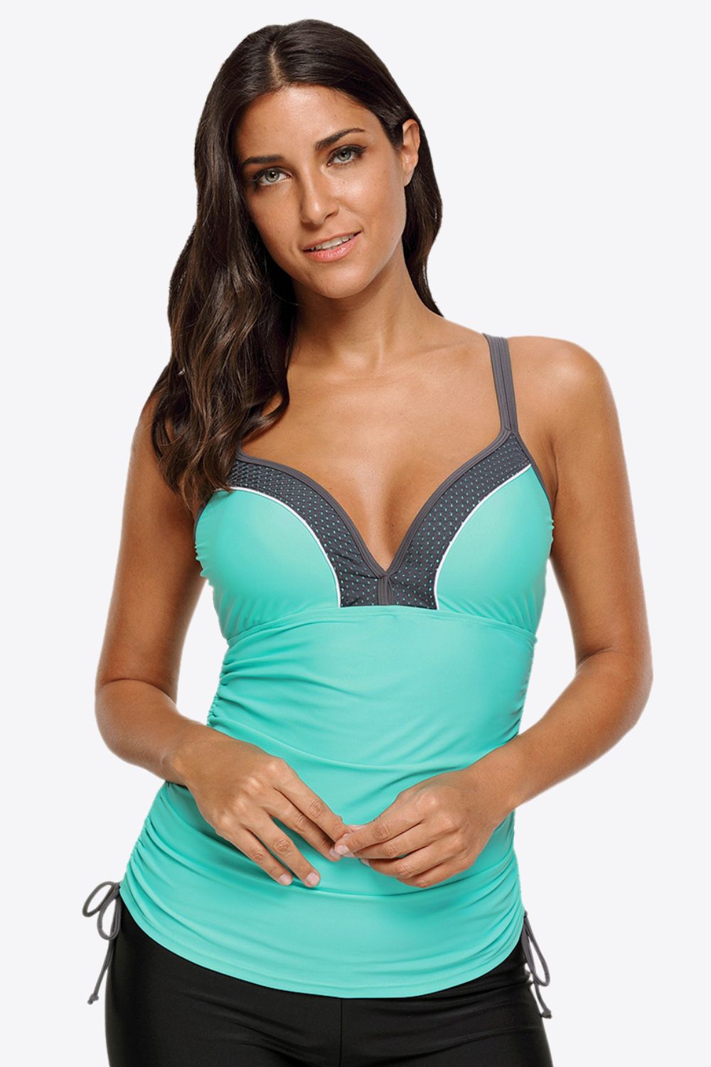 Contrast Sweetheart Neck Swim Cami BLUE ZONE PLANET