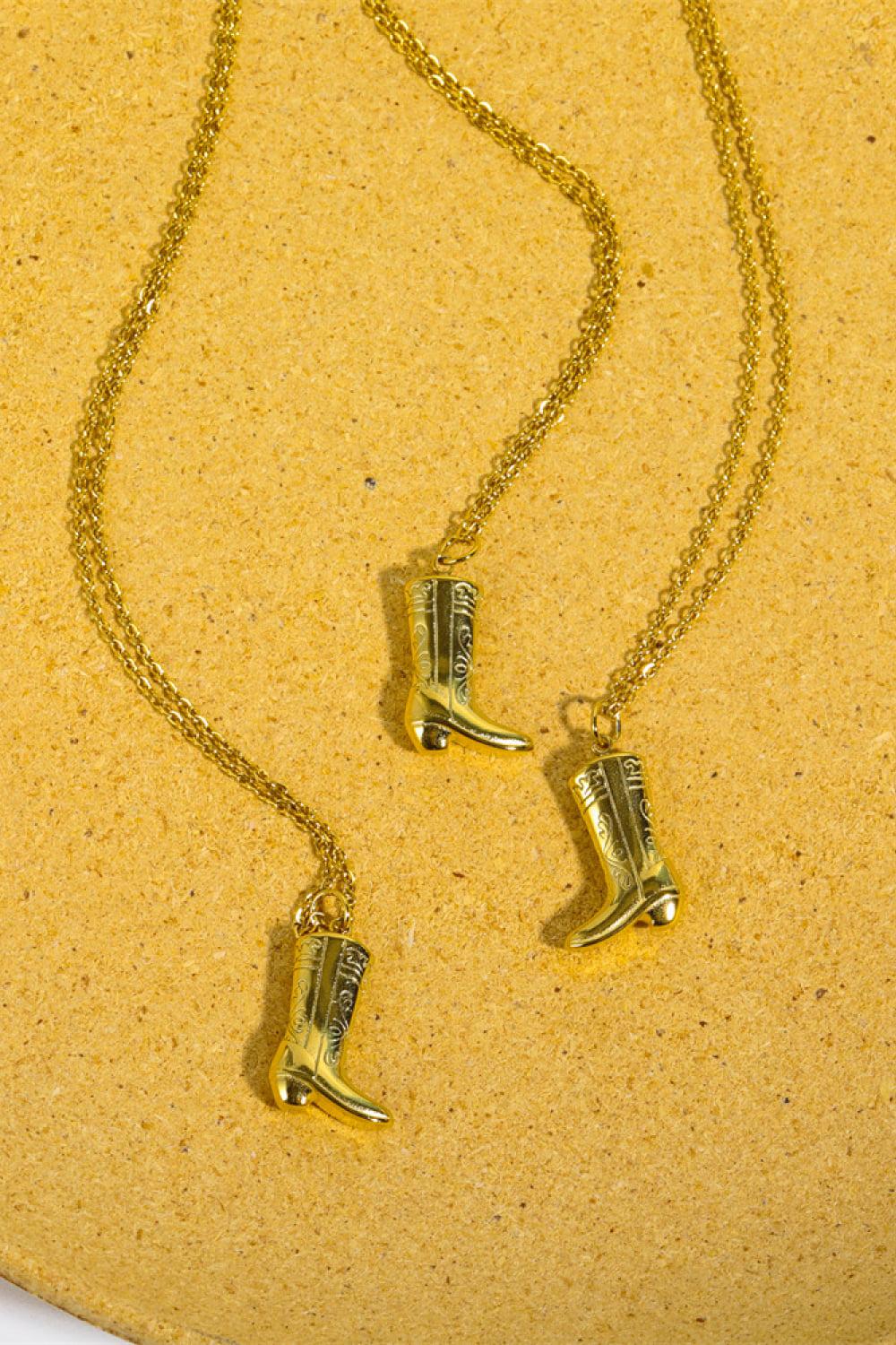 Cowboy Boot Pendant Stainless Steel Necklace BLUE ZONE PLANET