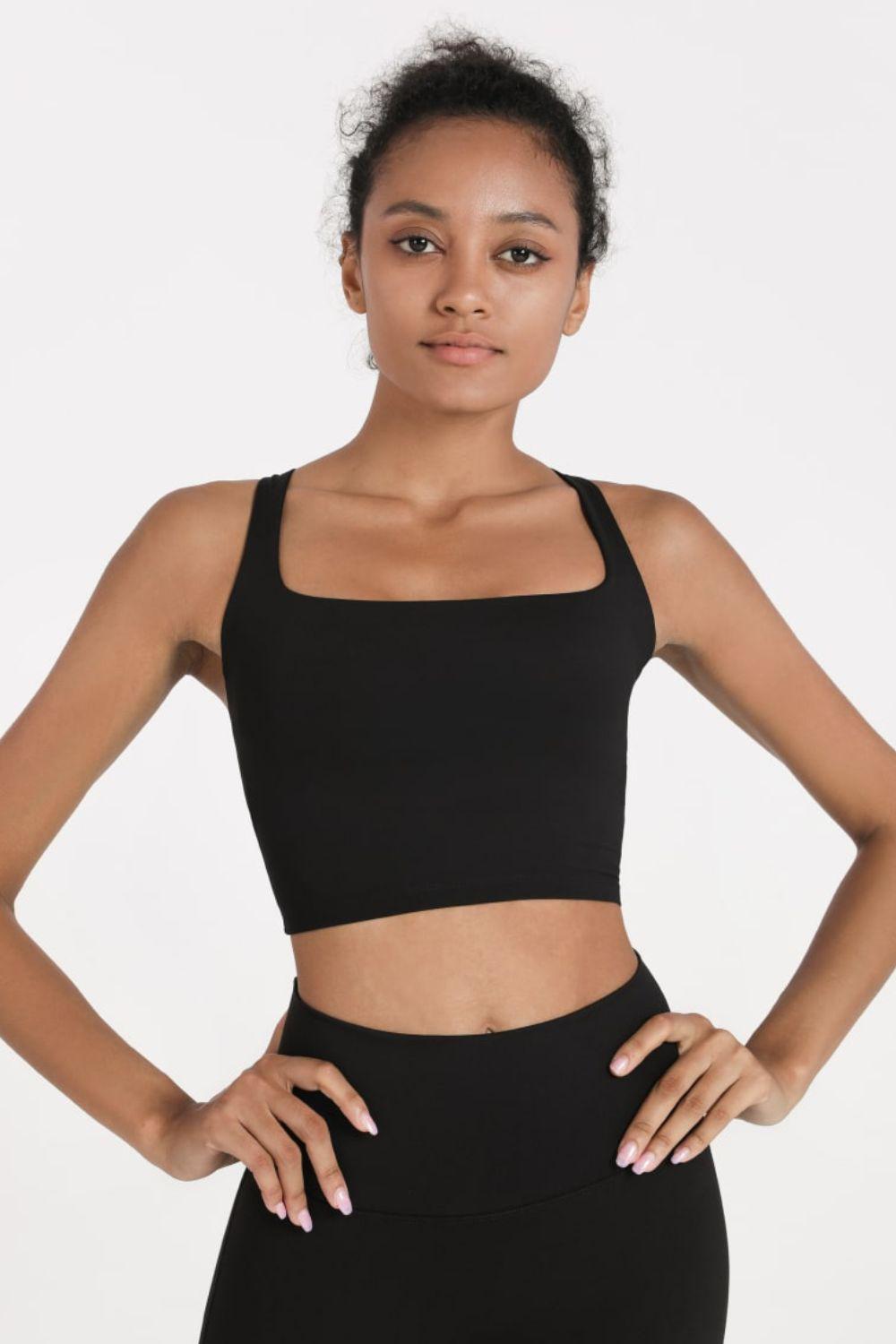 Crisscross Open Back Cropped Sports Cami-TOPS / DRESSES-[Adult]-[Female]-Black-S-2022 Online Blue Zone Planet