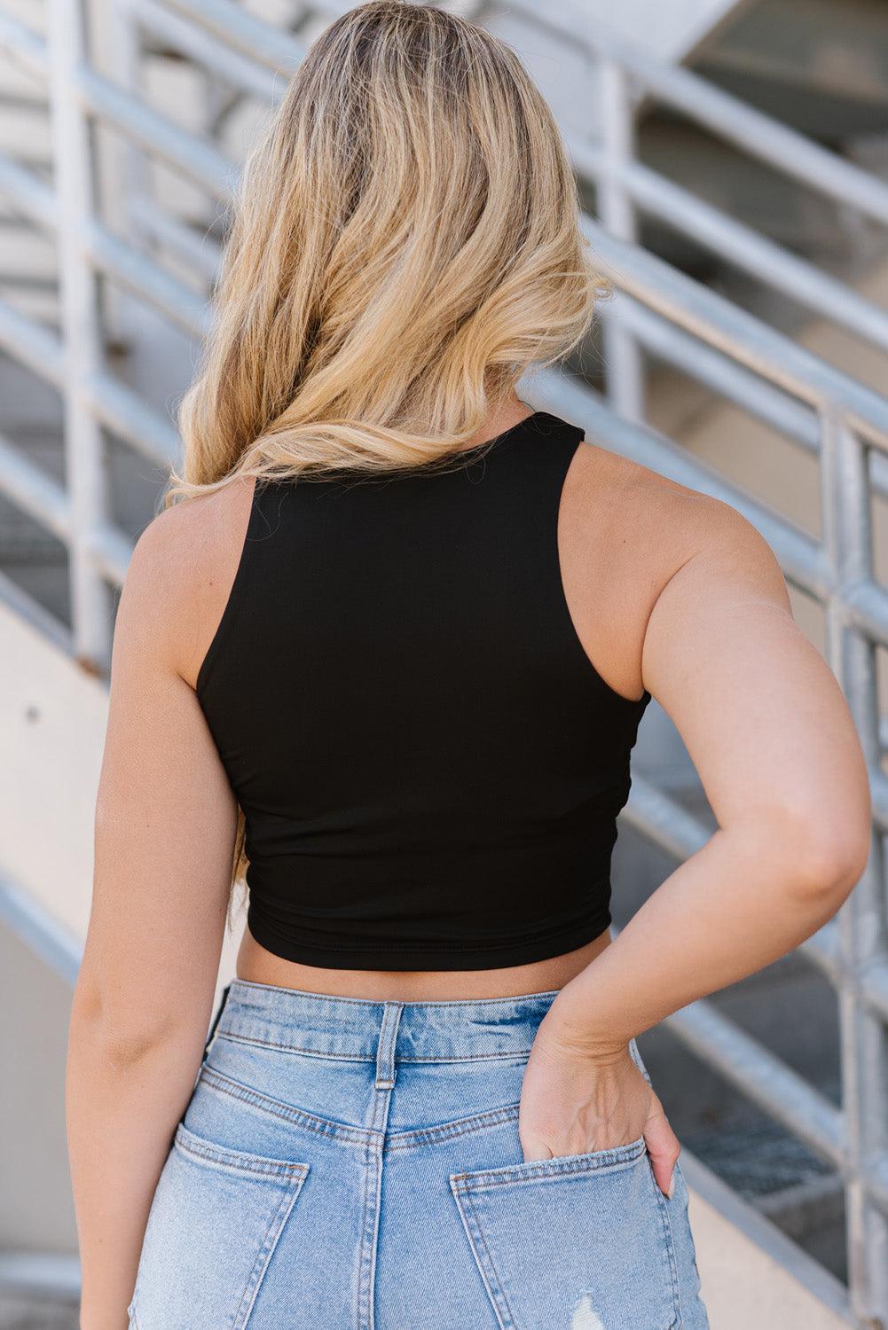 Cropped Round Neck Sleeveless Tank Top BLUE ZONE PLANET