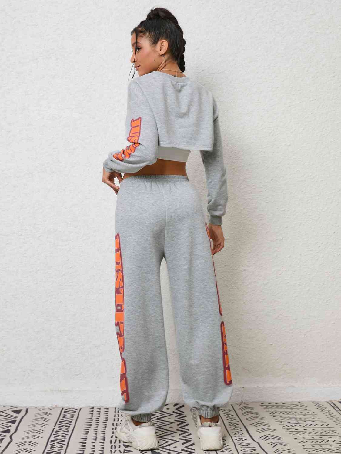 Cropped Sweatshirt and Sweatpants Set BLUE ZONE PLANET