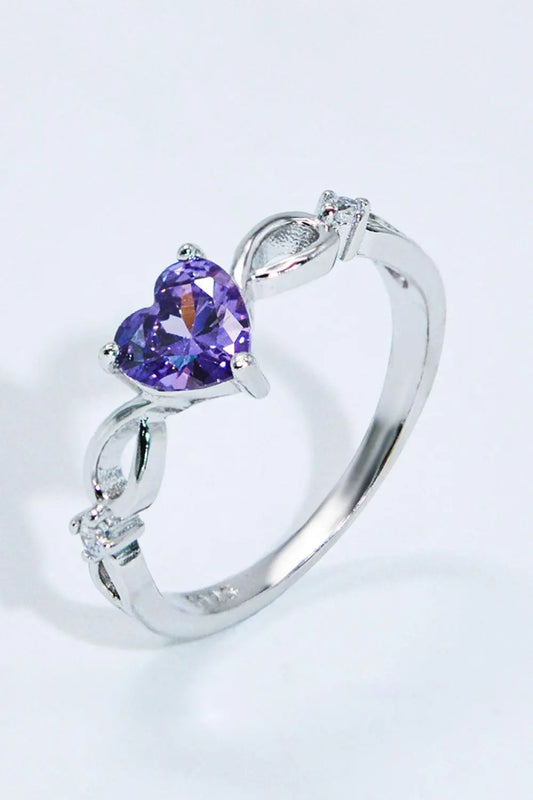 Crystal Heart 925 Sterling Silver Ring BLUE ZONE PLANET