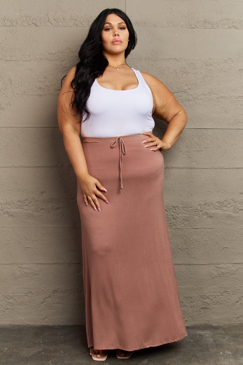 Culture Code For The Day Full Size Flare Maxi Skirt in Chocolate BLUE ZONE PLANET