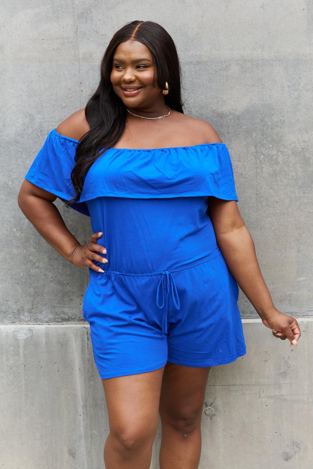 Culture Code Full Size Off The Shoulder Romper BLUE ZONE PLANET