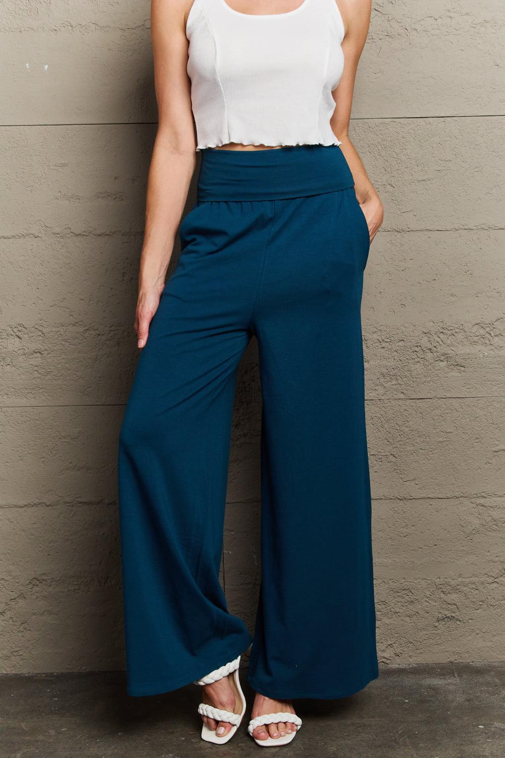 Culture Code My Best Wish Full Size High Waisted Palazzo Pants BLUE ZONE PLANET