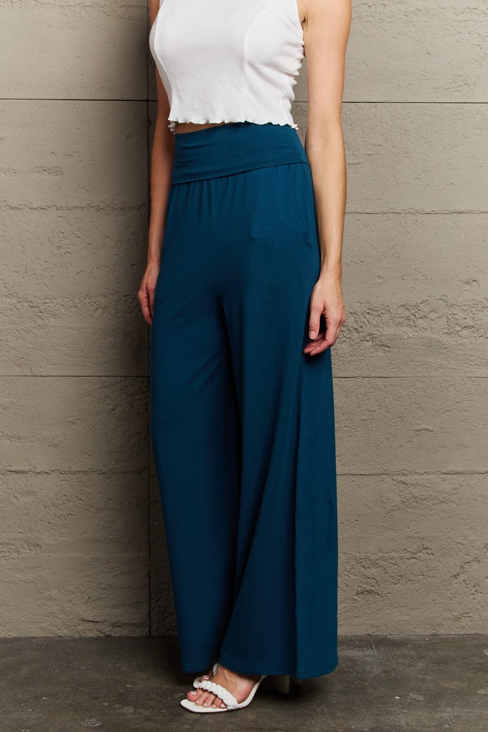 Culture Code My Best Wish Full Size High Waisted Palazzo Pants BLUE ZONE PLANET