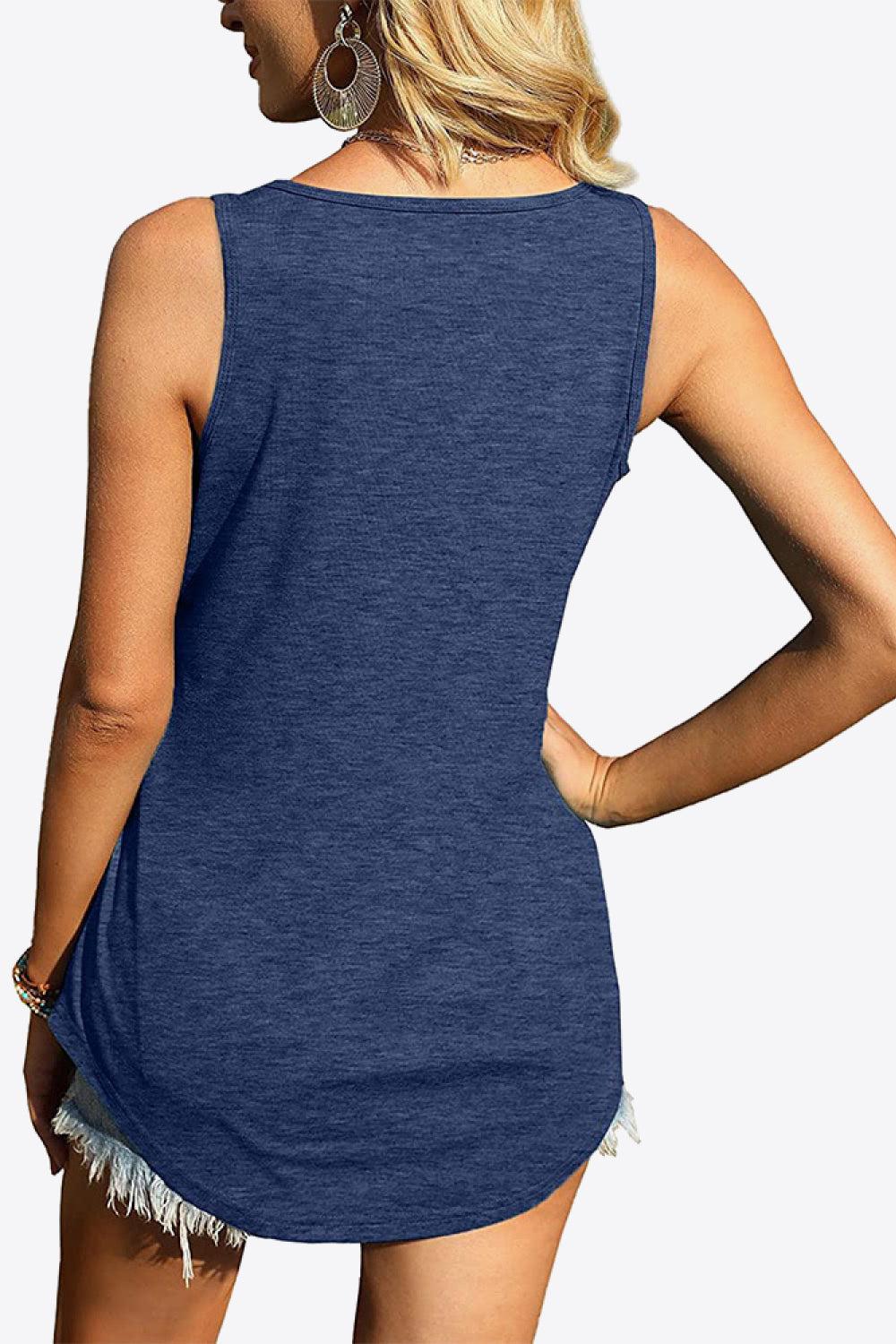 Curved Hem Square Neck Tank BLUE ZONE PLANET