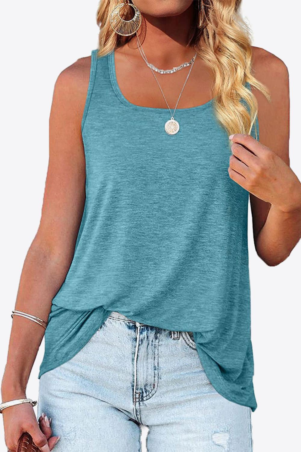 Curved Hem Square Neck Tank BLUE ZONE PLANET