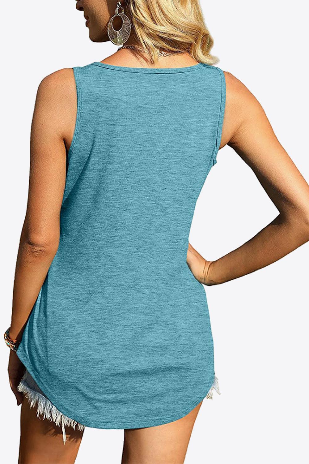 Curved Hem Square Neck Tank BLUE ZONE PLANET