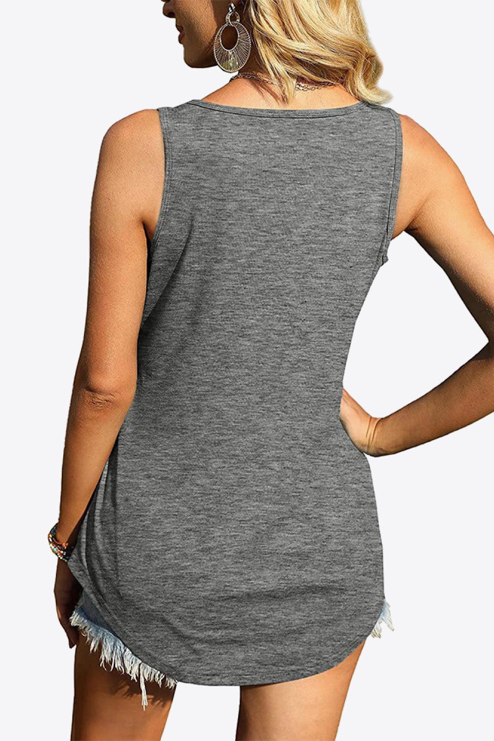 Curved Hem Square Neck Tank BLUE ZONE PLANET