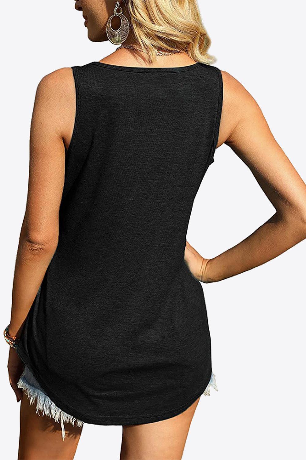 Curved Hem Square Neck Tank BLUE ZONE PLANET