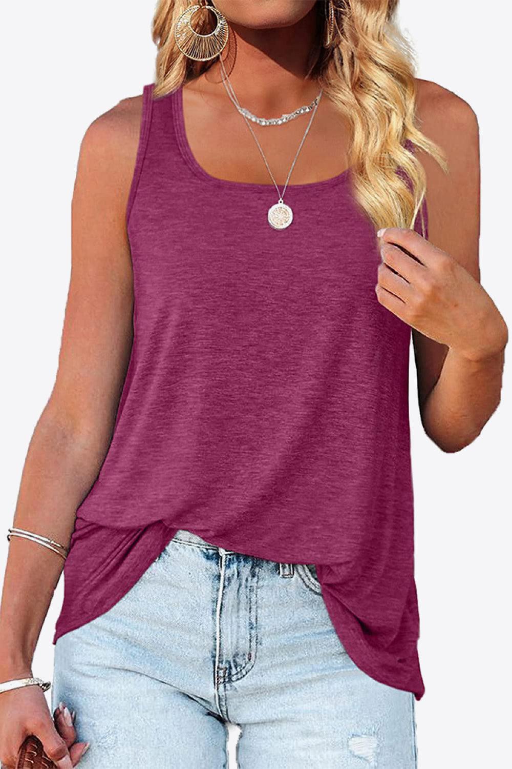 Curved Hem Square Neck Tank BLUE ZONE PLANET