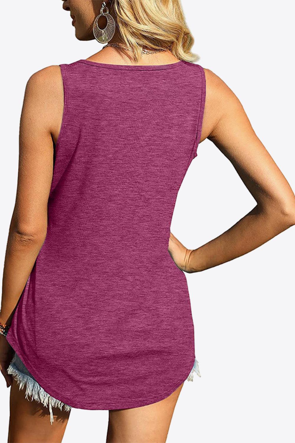 Curved Hem Square Neck Tank BLUE ZONE PLANET