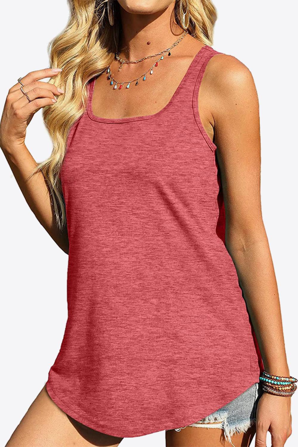 Curved Hem Square Neck Tank BLUE ZONE PLANET