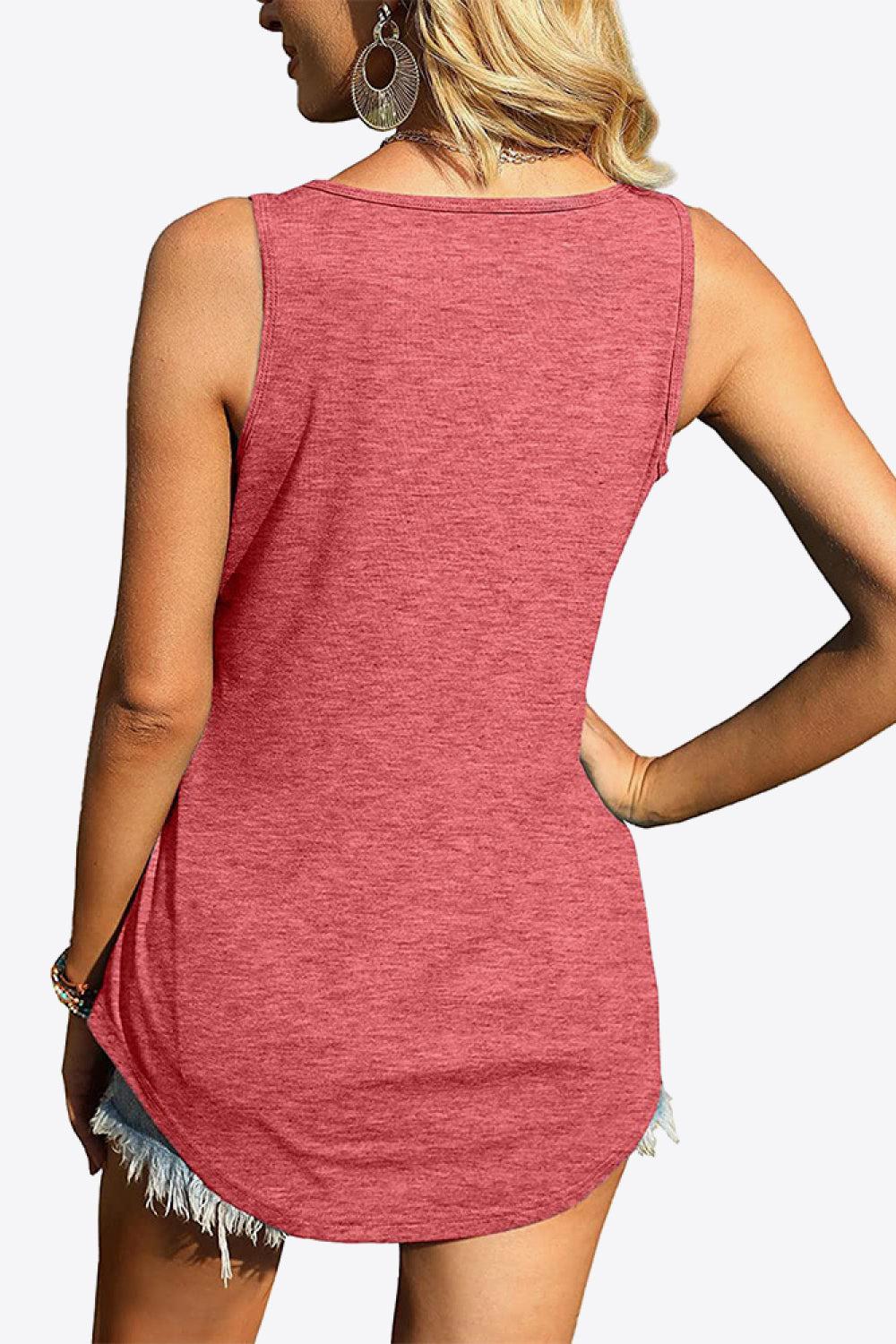 Curved Hem Square Neck Tank BLUE ZONE PLANET