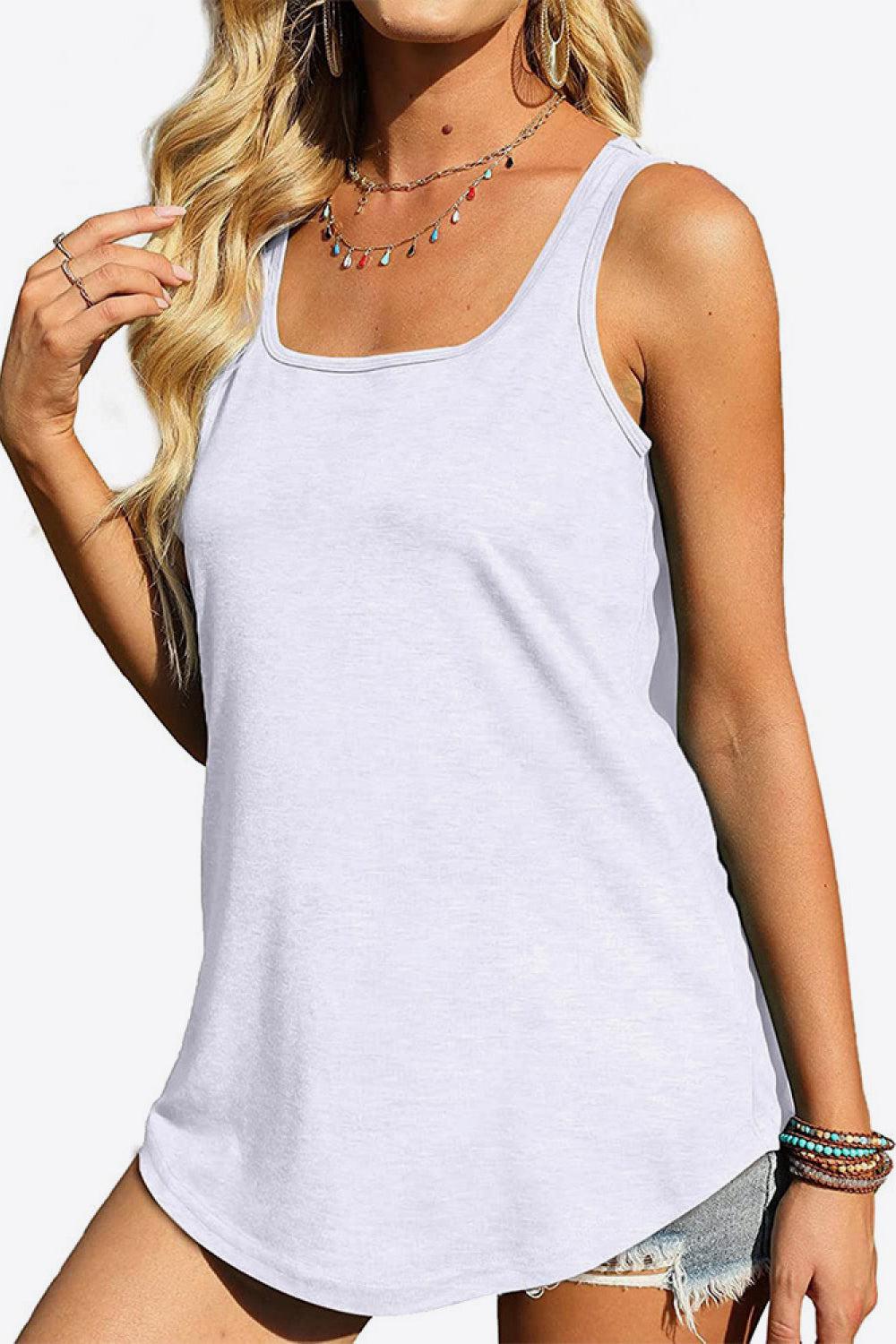 Curved Hem Square Neck Tank BLUE ZONE PLANET