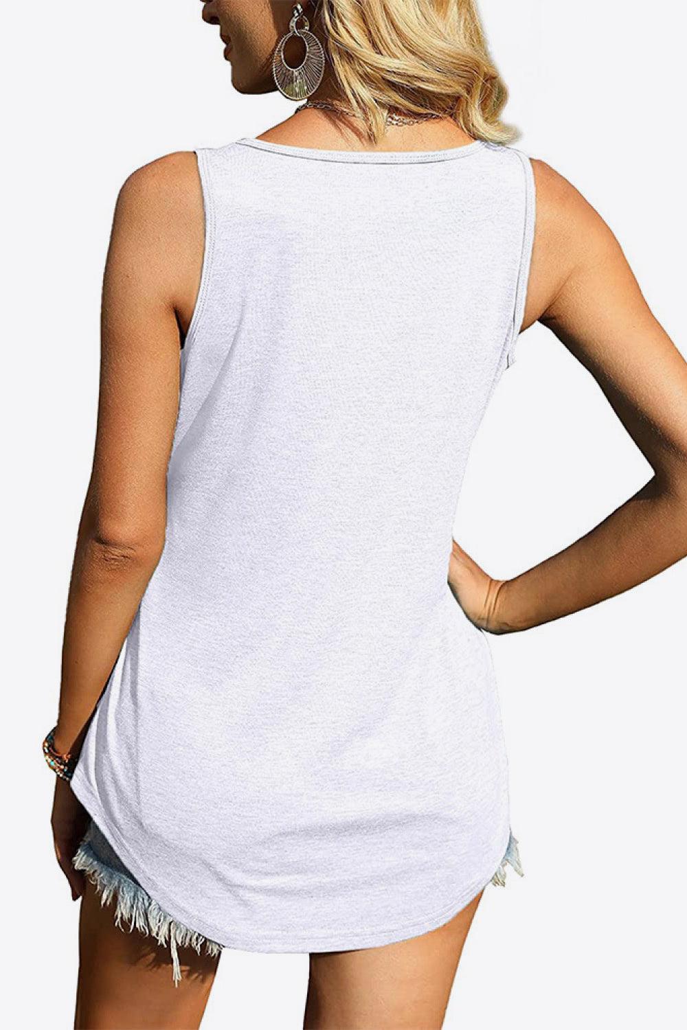 Curved Hem Square Neck Tank BLUE ZONE PLANET