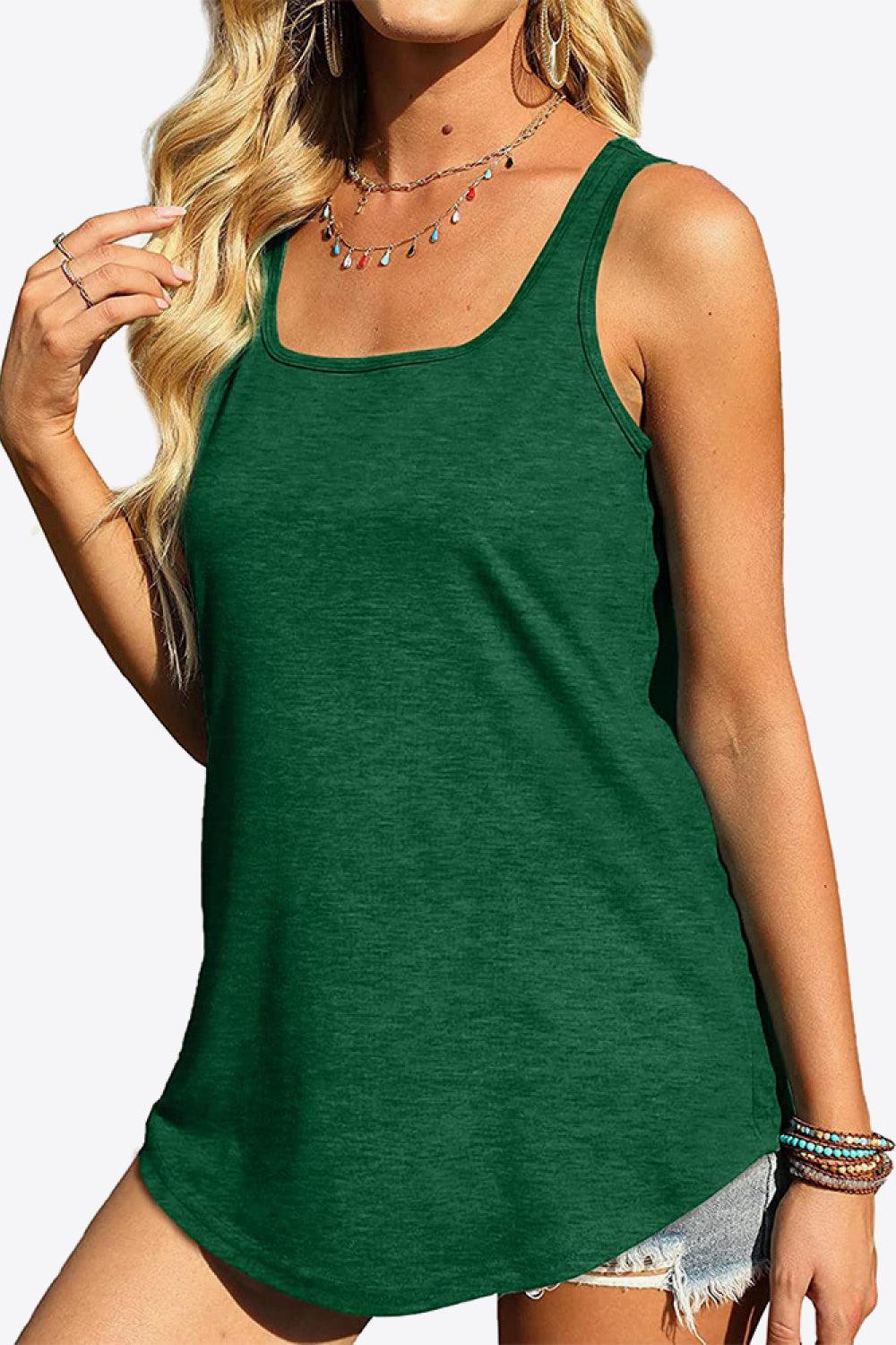 Curved Hem Square Neck Tank BLUE ZONE PLANET